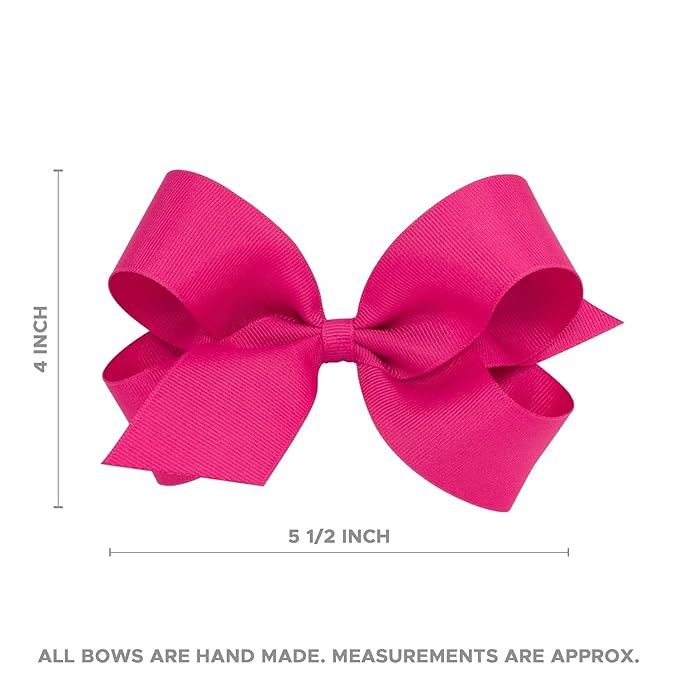 Wee Ones Girls' Classic Grosgrain Hair Bows with Plain Wrap Center, No-Slip Hair Clip, Handmade, Oatmeal, Large