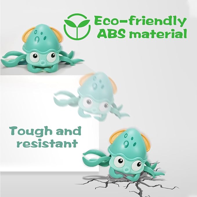 Crawling Octopus Baby Toys, 2024 New Infant Tummy Time Toys with Music Led Light,USB Rechargeable,Babies Walking Musical Toy Fun Moving Toy for Toddler Boy Girl Gifts, Green