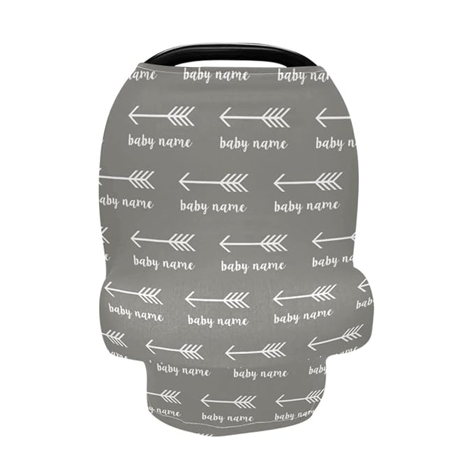 Personalized Baby Car Seat Cover for Babies, Custom Name Baby Car Seats Canopy for Boys, Nursing Breastfeeding Stroller Covers for Infant Newborn, Shower Gift (Arrow)