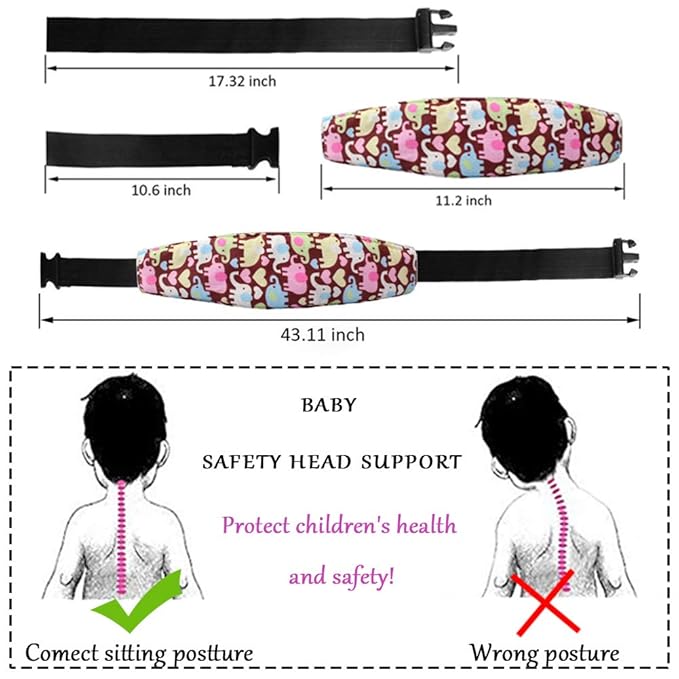 ZYNQACC 2PCS Baby Car Seat Head Support,Toddler Safety Car Seat Sleep Nap Aid Positioner Strap Belt Neck Protection Belt for Children and Kids(Pink, Blue) (Pink)