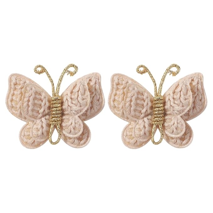 Pack of 2 hair bows girls. Kids’Fashionable Artificial Butterfly Hair Clips (champagne)