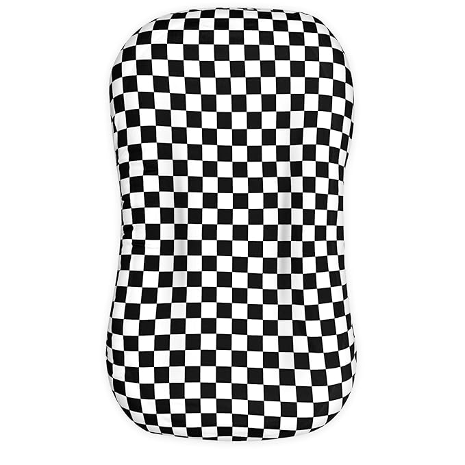 DILIMI Baby Lounger Cover for Boys and Girls, Removable Cover Ultra Soft Comfortable Lounger Slipcover, Black Checkerboard (Lounger not Included)