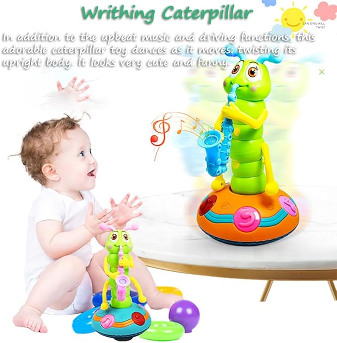 Miracland Dancing Caterpillar Saxophone Musical Toy with Music and Lights for Boys and Girls