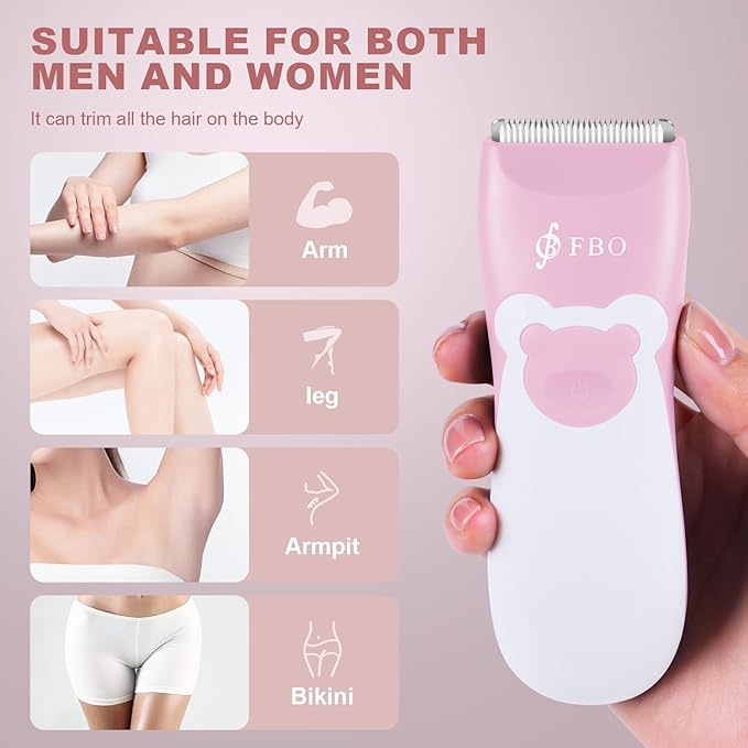 FBO Bear Baby Hair Clippers Pro Quiet Waterproof Painless for Infants & Toddlers