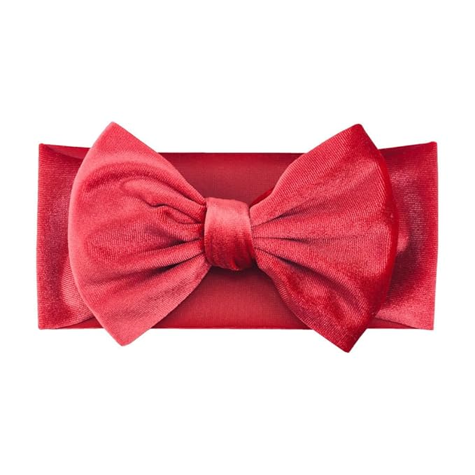 Baby Girl's 7'' Soft Big Bowknot Velvet Headband Toddler Hairband for Photography Travel Party Festivals (Watermelon, One Size)