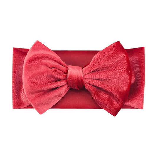Baby Girl's 7'' Soft Big Bowknot Velvet Headband Toddler Hairband for Photography Travel Party Festivals (Watermelon, One Size)