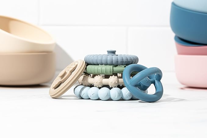 Sperric Silicone Stacking Toy – Premium Stacking Teethers - Interactive and Fun Baby Stacking Toys - Teeth Soothing for 6-12 Month, Blue