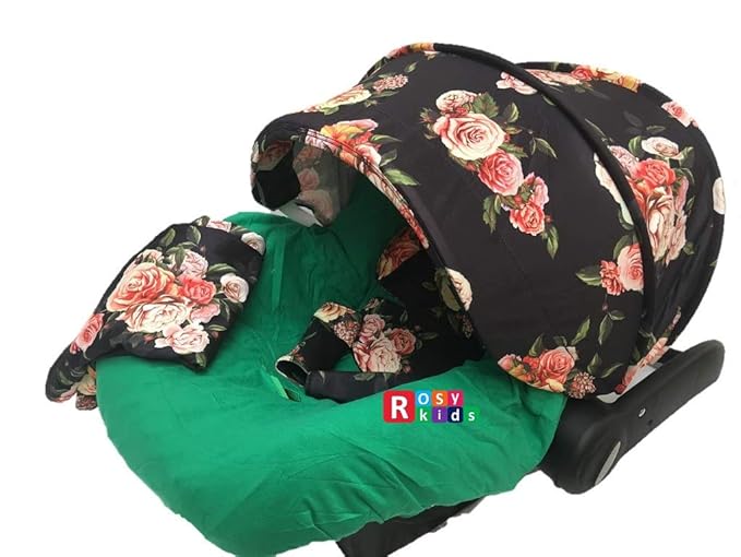 9pc Baby Boy Baby Girl Ultimate Set of Infant Car Seat Cover Canopy Headrest Blanket Hat Nursing Scarf, 30JY03