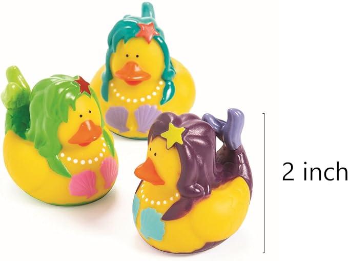 Fun Express Mermaid Ducks - Toys - Character Toys - Rubber Duckies - 12 Pieces - Multi Color