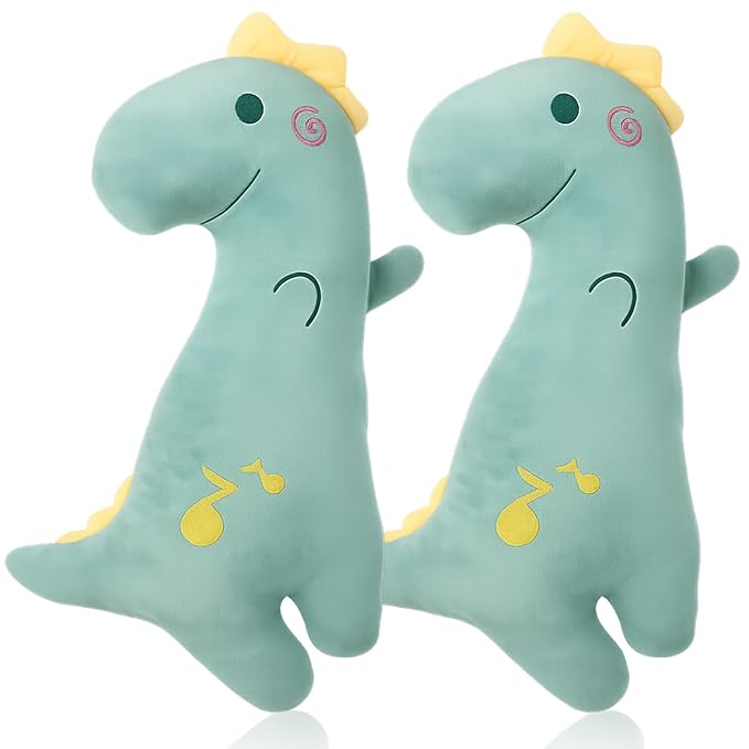 Lenwen 2 Pcs Seat Belt Pillow for Kids Cover for Boys Girls Seatbelt Cushion Pillow for Toddler Car Strap Covers for Travel Sleep Neck Head Support Pad(Green,Dinosaur)