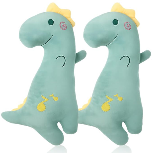 Lenwen 2 Pcs Seat Belt Pillow for Kids Cover for Boys Girls Seatbelt Cushion Pillow for Toddler Car Strap Covers for Travel Sleep Neck Head Support Pad(Green,Dinosaur)
