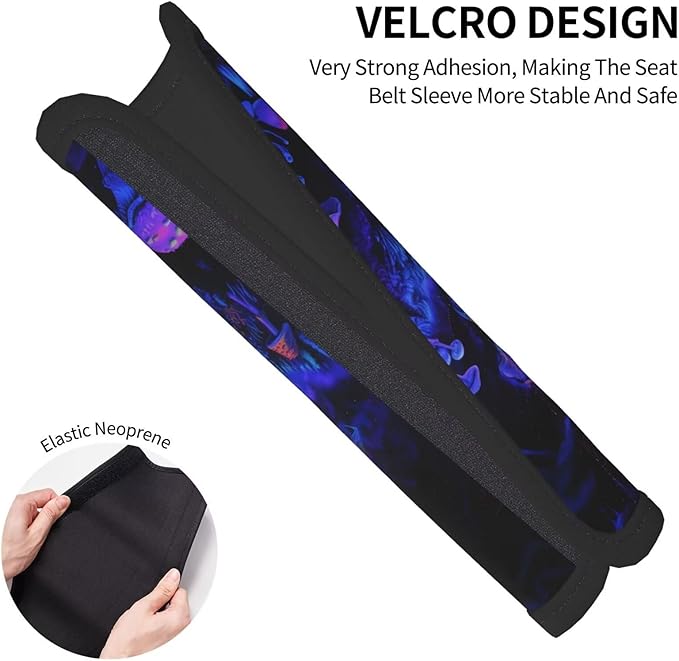 Universal Car Seat Belt Pads Cover Fansty Mushroom Print Seat Belt Shoulder Strap Covers Harness Pad for Car Truck SUV Soft Comfort Seat Belt Cushion Shoulder Pad, Purple