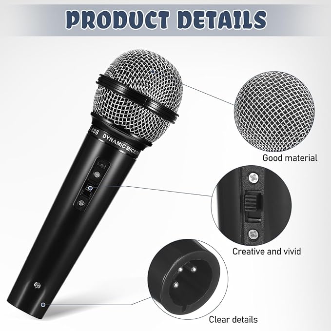 NUOBESTY Microphone for Kids, 6.4" Fake Toy Microphones for Toddler Plastic Pretend Play Mic Prop for Halloween, Christmas, Kid Karaoke Costume Cosplay Prop, Party Favors