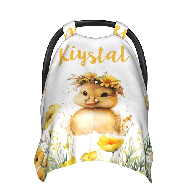 Personalized Baby Car Seat Canopy with Name – Custom Little Duck Minky Nursing Cover for Boys & Girls, Soft Stroller Cover for Infants & Newborns, Carseat Canopy for Breastfeeding