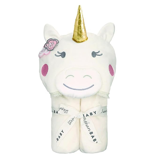 Stephan Baby Hooded Towel - 100% Cotton with Fun Animal Design for Infants and Toddlers, 31" Square, Unicorn