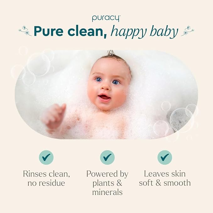 Puracy Shampoo & Body Wash for Children - Perfect Skin, Pure Ingredients - with 12 Fruit & Vegetable Extracts for Silky Smooth Skin, Gentle Citrus Grove Aromas, 98.8% from Mother Nature 48 Oz