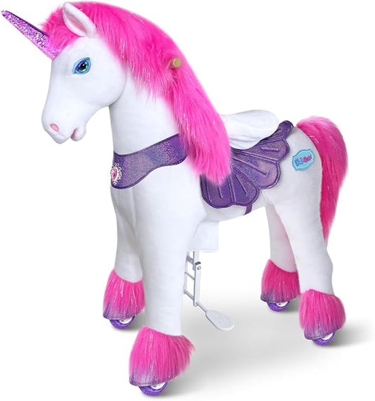 PonyCycle Ride on Unicorn Riding Unicorn Large Pony Toys Advanced Model Y Plush Animal (41.3" Height/Size 5 for Kids Ages 7+) Indoor Outdoor Riding Horse, Birthday Gift for Big Kids Y552