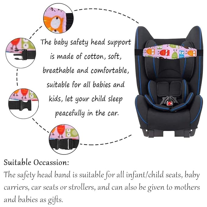 ZYNQACC 2PCS Baby Car Seat Head Support,Toddler Safety Car Seat Sleep Nap Aid Positioner Strap Belt Neck Protection Belt for Children and Kids(Pink, Blue) (Pink)