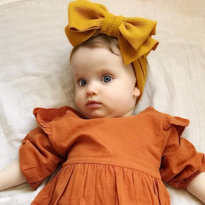 KIDOCHEESE Big Bows Baby Girl Headbands with Bows Elastics Nylon Hairbands Oversized Head Wraps Large Hair Bow Hair Accessories for Baby Girls Newborn Infant Toddlers Kids