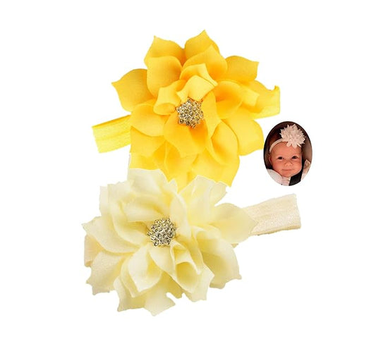 Lovely Girl Baby Headbands hair decorations.(LK1-Ivory+Yellow)