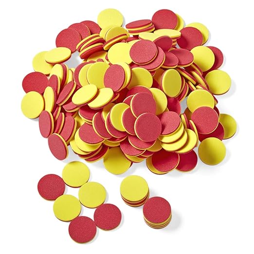 hand2mind-42836 Geared Clocks Classroom Kit (Set of 24) & 343B Foam Two-Color Counters (Pack of 200)