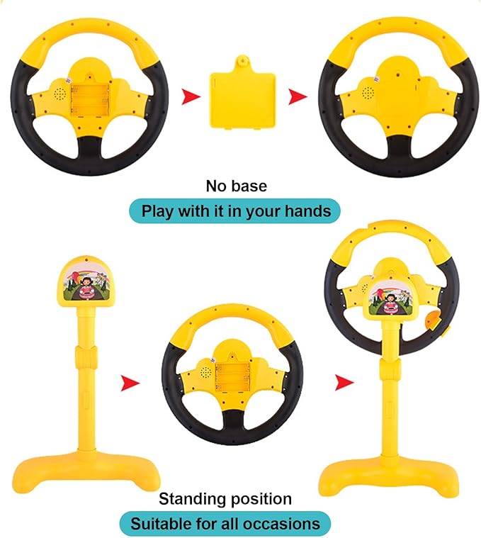 Steering Wheel Driving Toy, Simulated Steering Wheel for Kids, Electric Car Steering Wheel Toys，Electric Early Steering Wheel Toys with Music and Sound, Perfect and Ideal for Kids