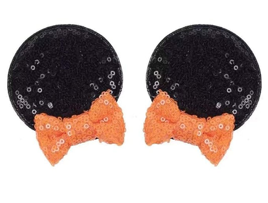 CLGIFT Minnie Ears Hairband, Handmade Flexible Orange Headband with Sequin, Minnie Baby Ears, Perfect for Baby Girls, Halloween, Christmas, Birthday, 1 Count