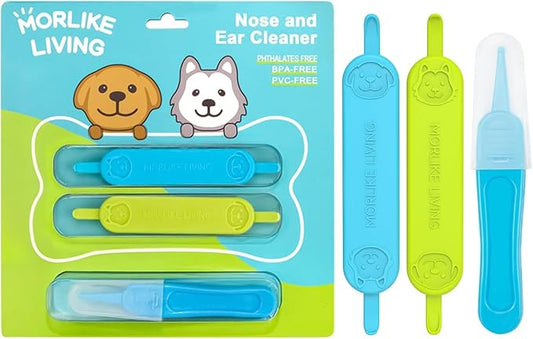 MORLIKE LIVING Baby Nose and Ear Cleaner Tool, Soft Flexible Rubber Nasal Booger Picker for Newborns and Infants, Dual Ear Wax and Snot Remover, Essential Baby Care Products