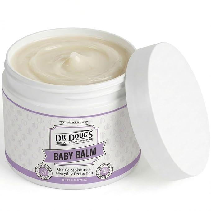 Dr. Doug's Baby Balm (Large Jar, 8 oz) - Gentle Organic Moisturizing Skin Care for Baby's Sensitive Skin with Natural Zinc Oxide for Sun Protection
