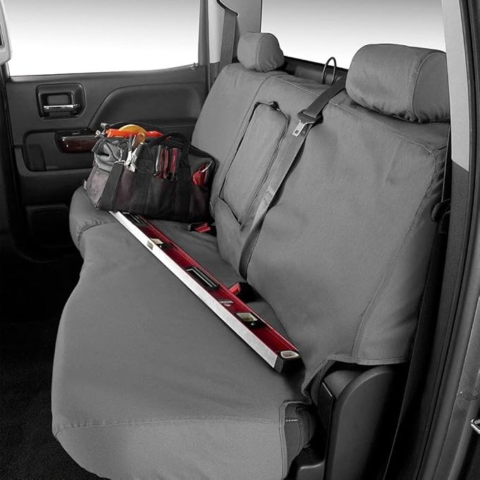 Covercraft Custom-Fit Rear-Second Seat Bench SeatSaver Seat Covers - Polycotton Fabric, Grey