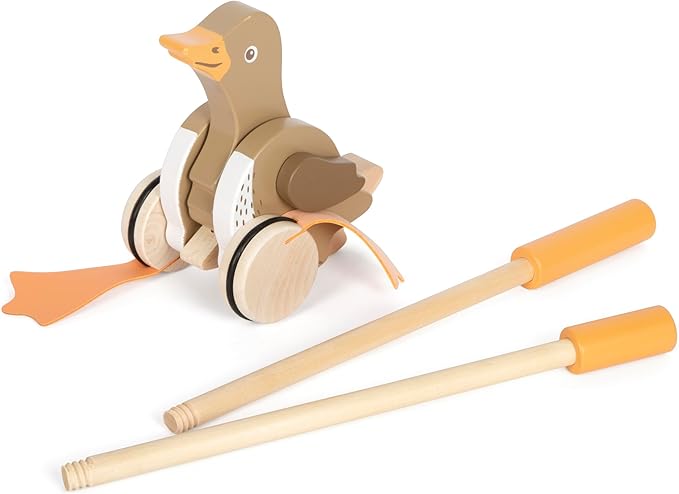 small foot Push Duck with Moving Head, Wood, Learning to Walk, 18 Months, 12493