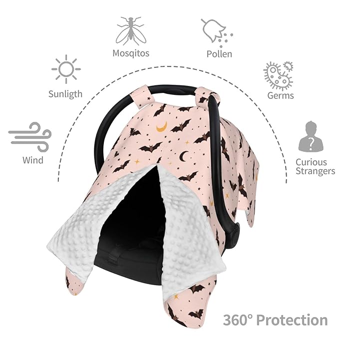 Halloween Bat Baby Car Seat Canopy Nursing Cover for Newborn Car Seat Breastfeeding Covers Blanket Newborn Shower Gift