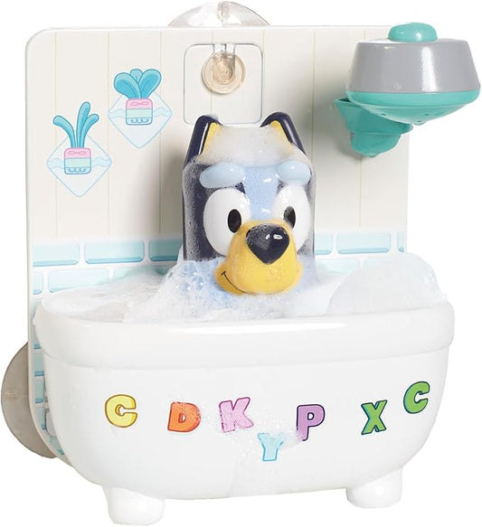 Shower & Scrub Bluey by TOMY Toomies - Create Your Own Bubbles - Includes Rinsing Showerhead and Removable Bluey Toy - Interactive Bath Toys - Ages 18 Months and Up
