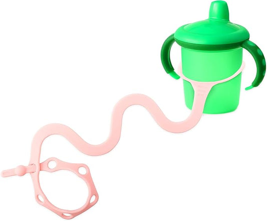 Bottle Bungee Cord Strap - Tether with Bungee Cord for Stroller - Dishwasher Safe Strap with Sippy Cup Leash Pink - Phthalate-Free Baby Bottle Leash - Pink, 0-36 Months