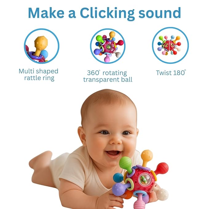 Baby Montessori Sensory Toys for 0-6 6-12 Months, Baby Teether Teething Toys for Babies 0 3 6 9 12 18 Months, Newborn Infant Learning Developmental Toys Gifts for 1 2 Year Old Boys Girls