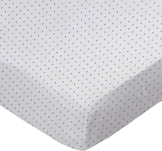 SheetWorld Baby Fitted Bassinet Sheet Fits Nuna Mixx 12 x 29 inches, 100% Cotton Jersey Hypoallergenic Sheet, Unisex Boy Girl, Grey Pindot, Made in USA