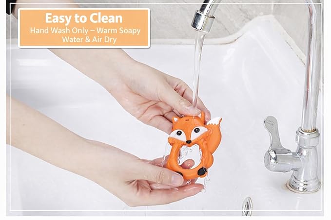 Fox Silicone Baby Teether – Orange | 100% Food Grade Teething Toy | Textured Gum-Soothing Dots & Easy Grip Ring | BPA-Free, Phthalate-Free | Chew from Any Angle | Sensory Toy 3-36 Months