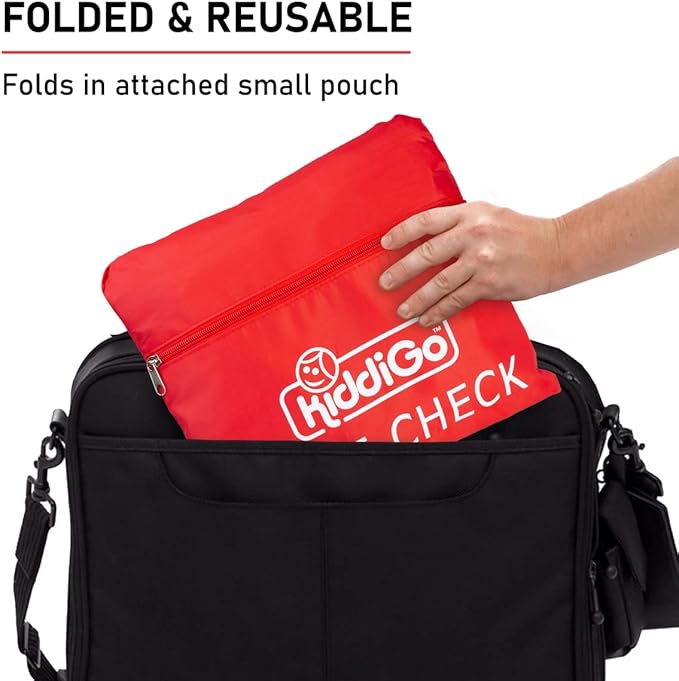KiddiGo Car Seat Travel Bag for Airplane, Red, 33” H x 18” W x 18” D, Fits Most Standard Convertible, Booster & Infant Car Seats, Gate Check Universal Size Car Seat Cover, Easy Carry Design
