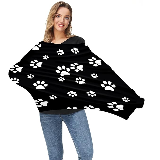 Baby Car Seat Stroller Covers Dog Paw Print Black Nursing Cover Breastfeeding Scarf Soft Breathable Stretchy Coverage Carseat Canopy Cover for Boys and Girls Soft Breathable Multi Use