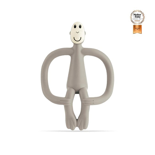 Matchstick Monkey Original Teether & Gel Applicator – Silicone Baby Teether, Easy-to-Grip, BPA-Free, Supports Self-Soothing & Early Brushing, 3 Months+, 4 Inches, Grey