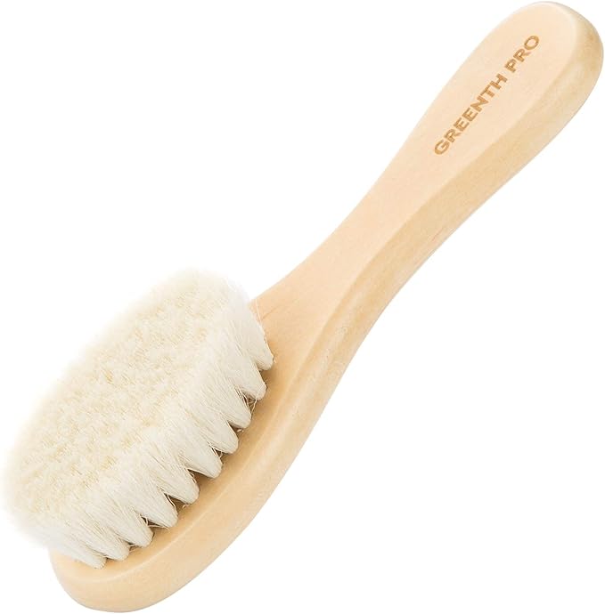 GREENTH PRO Baby Hair Bush and Comb Set -Nature Lotus Wood with Soft Goat Bristle and Pear Wood Comb for Newborns & Toddlers, Ideal for Cradle Cap