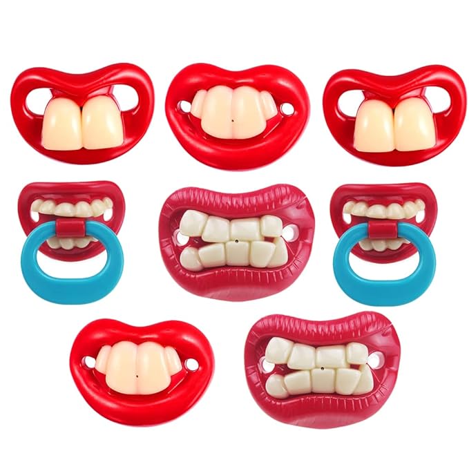 LUOZZY 8pcs Funny Baby Pacifiers Silicone Newborn Baby Teeth Pacifiers Cute Baby Pacifier Soft Newborn Soothing Teething Toy