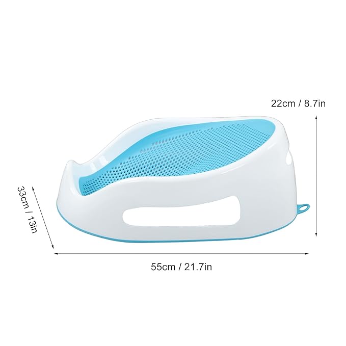 Summer Clean Rinse Baby Bather, Bath Support for Use on The Counter, in The Sink or in The Bathtub, TPE Soft Silicone Baby Bath Seat, Use from Birth Until Sitting Up (Light Blue)