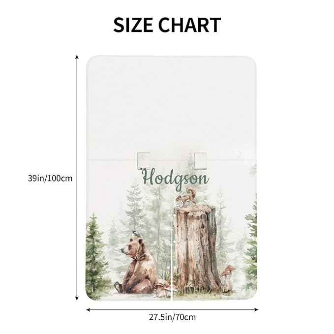 Personalized Baby Car Seat Canopy with Name – Custom Woodland Bear Minky Nursing Cover for Boys & Girls, Soft Stroller Cover for Infants & Newborns, Carseat Canopy for Breastfeeding