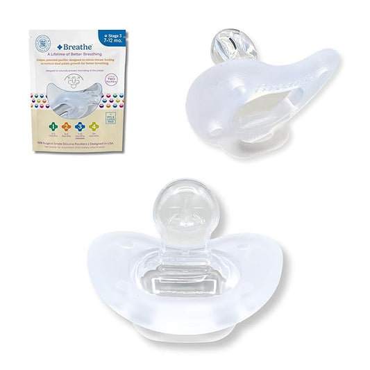 Breathe Orthodontic Baby Pacifier – Natural Oral & Facial Development – BPA-Free, Latex-Free, Pediatrician Developed – 100% Silicone 2 Pack (7-12 Months)