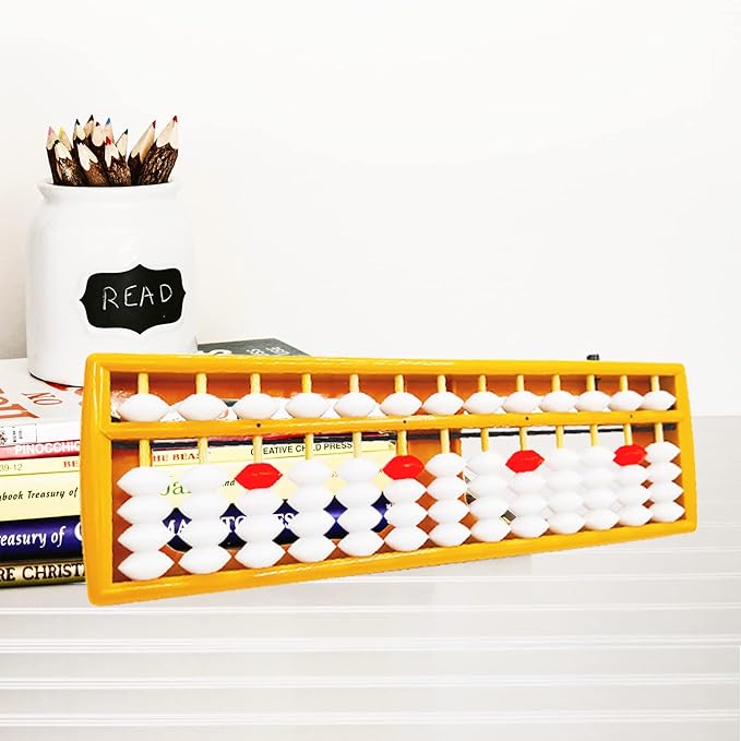 Abacus，Soroban, Abacus for Adults, Professional 13 Column Abacus for Math with Reset Button，Digits and Educational Learning Tool （9.8 inch）