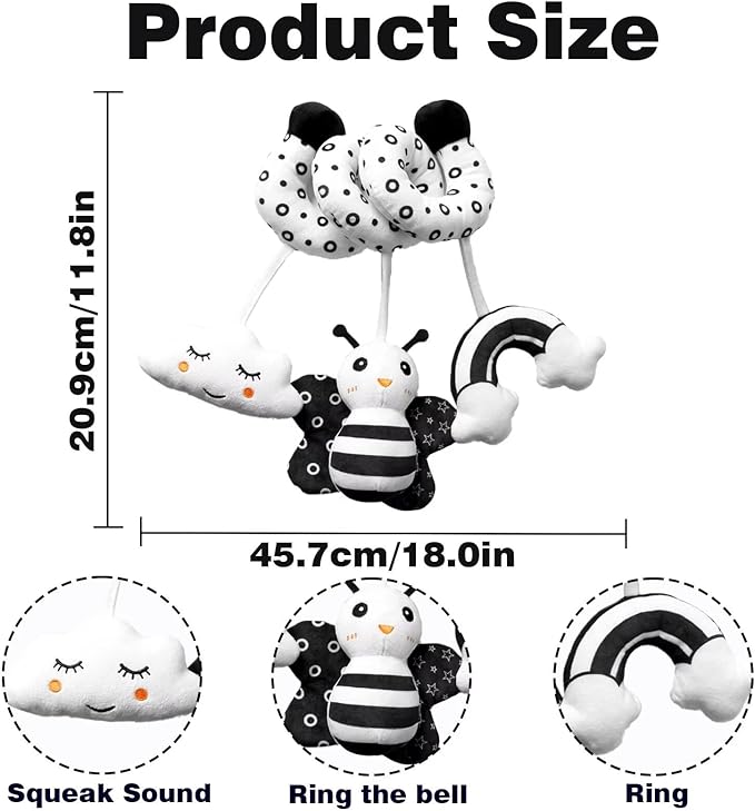 Multi-Use Baby Spiral Activity Toy – Spiral carseat Toy for Car Seat, Stroller,Play Gym, Keeps Baby Quiet, Easy Travel Solution