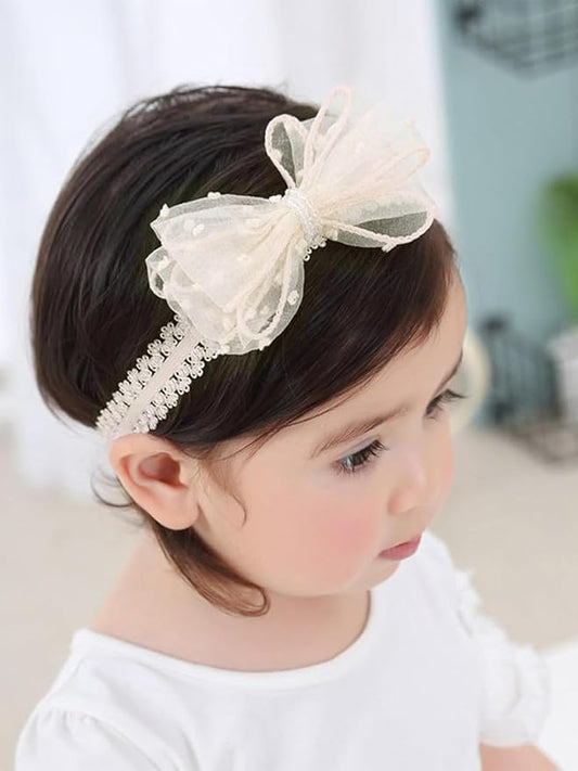 Baby Girls Cute Lace Bow Headband Soft Cotton Elastic Hair Accessories for Toddlers Newborns Ideal for Birthdays Baby Shower Photoshoots Special Occasions