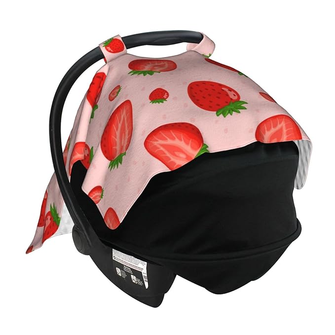 Strawberries Car Seat Covers for Baby Peekaboo Opening Carseat Cover Nursing Cover Canopy for Shower Gift Newborn Toddler