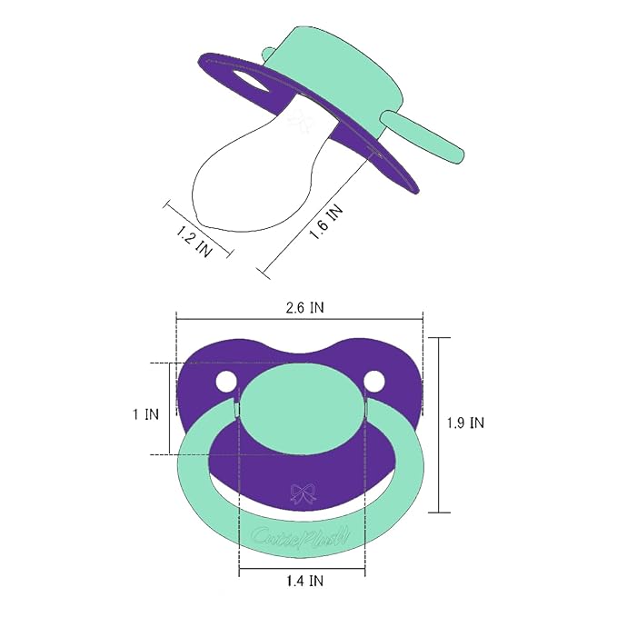 CutiePlusU Big Sized Pacifier Large Shield Purple Red Green